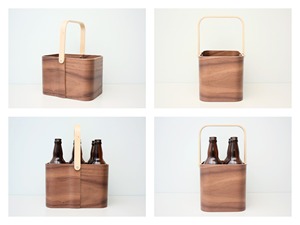 Cesta de madera curvada de nogal para botellas de vino, con asa delgada abierta, grabado personalizado, Vietnam - Product Image 2