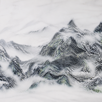 Dalle de porcelaine Artistic Listen to Waves en pierre frittée 1600x3200mm, texture marbre vague océanique exotique, pour mur d'accentuation et hall d'entrée
