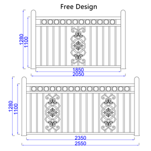 Pengxiang Đơn Giản Thiết Kế Châu Âu Trong Nhà/Ngoài Trời Nhôm Tay vịn Ban Công Cầu Thang Lan can Sắt-Đen Ban Công Lan can - Product Image 5