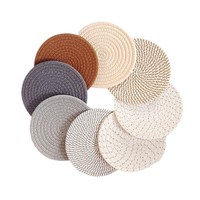 Lot de 4 dessous-de-verre et sets de table réutilisables en polyester et coton de luxe, 18 cm, pour la décoration de table à manger, sous-verres, dessous de plat, dessous de pot, isolants