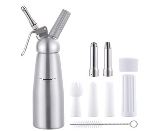 Distributeur de crème fouettée <span class=keywords><strong>professionnel</strong></span> Fouet à crème en aluminium Durable Fouet Canister <span class=keywords><strong>Siphon</strong></span> à fouetter avec 3 buses de décoration - Product Image 3