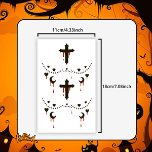 Tatouages temporaires d'Halloween, autocollants pour le visage, cicatrices de sang, clown, araignée, crâne, chauve-souris, citrouille, dessin animé, tatouage imperméable pour le visage, le bras, le cou - Product Image 5