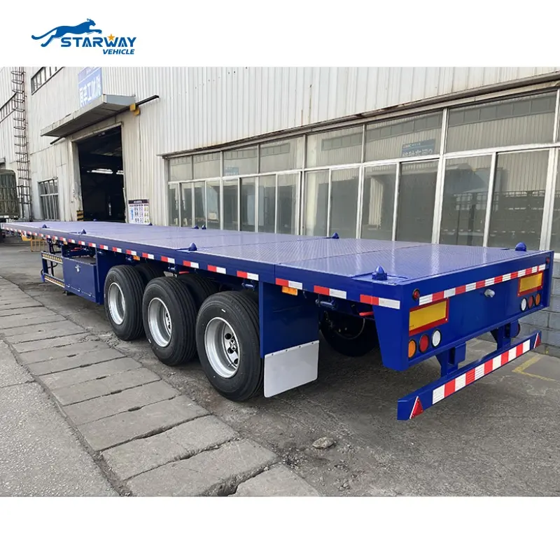 Starway 3/4 essieux 40 ft remorque à plateau transport de conteneurs d'expédition camion à plat semi-remorque