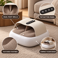 Appareil de massage des pieds marron café avec compression d'air, pétrissage Shiatsu, chaleur et couverture 3D complète du pied pour les soins des pieds à domicile