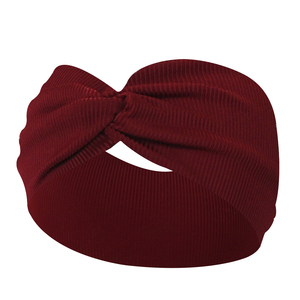 Màu rắn mềm đàn hồi co giãn tóc ban nhạc thể thao Yoga phụ nữ rộng Twist thắt nút chéo đan gân <span class=keywords><strong>Headband</strong></span> - Product Image 6