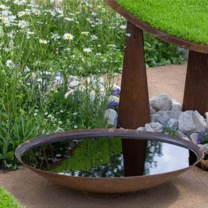 Bol d'eau décoratif de jardin en acier corsage, bassin d'eau en métal de paysage, avec fonction d'eau en acier de corsage d'extérieur - Product Image 3