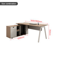 Bureau de direction en bois plaqué Liyu, style moderne minimaliste en forme de L, table de direction de luxe pour bureau