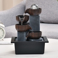Fontaine d'eau rotative en résine Feng Shui pour la maison et le bureau, décoration artisanale, ornements à eau courante, petite fontaine pour salon