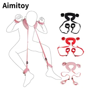 Aimitoy 3 Color Cushioned Neck Harness Sturdy and Adjustable Strap BDSM Bondage Harness Gear Fetish handcuffs sex toy Sex Sling