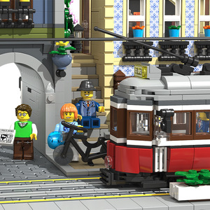 Jiestar Street View 89132 <span class=keywords><strong>Lisbon</strong></span> <span class=keywords><strong>Train</strong></span> Station ABS nhựa 1:1 quy mô giáo dục Mô hình đồ chơi xây dựng khối DIY plug-and-play - Product Image 3