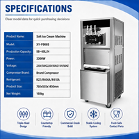 Nouvelle machine à crème glacée molle commerciale 48-50L/H haute capacité 3 saveurs avec pré-refroidissement qualité professionnelle XY-P968S