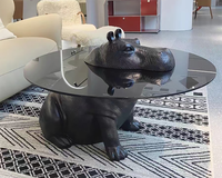 Table basse de salon design minimaliste Table hippopotame en verre trempé pour la maison Petite table créative Meubles