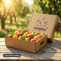 Caja de Regalo para Frutas de Cartón Kraft Reciclable, Caja de Presentación de Frutas Telescópica Personalizada de Fábrica para Empaque de Frutas al por Mayor