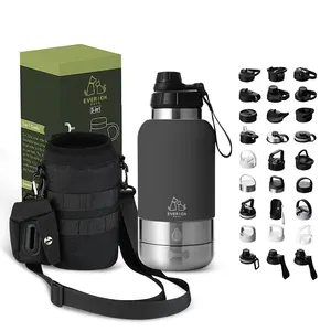 32 oz 64 oz individuelle 304 edelstahl isolierte Hund-Wasserflasche mit Ärmelbeutel mit 2 Hondschalen für Outdoor-Aktivitäten und Reisen