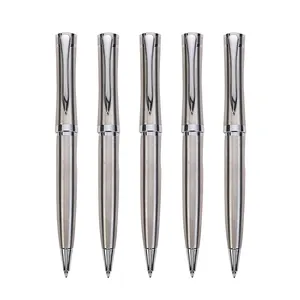 SHULI 2023 New Design Stainless Steel Ball Pen All Silver Luxury Business Gift Pen Spot Wholesale Metal Ballpoint Pen