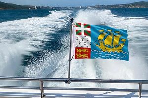 Bandera marina pequeña de Saint Pierre y <span class=keywords><strong>Miquelon</strong></span>, colores brillantes, con 2 ojales de latón - Product Image 2