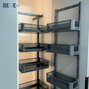 Modern Design Tall in Cabinets Pantry <b>Unit</b> Organizer <b>Kitchen</b> <b>Storage</b> Basket Rack With Food Pantry Organizer Grey Soft Function K - Product Image 4