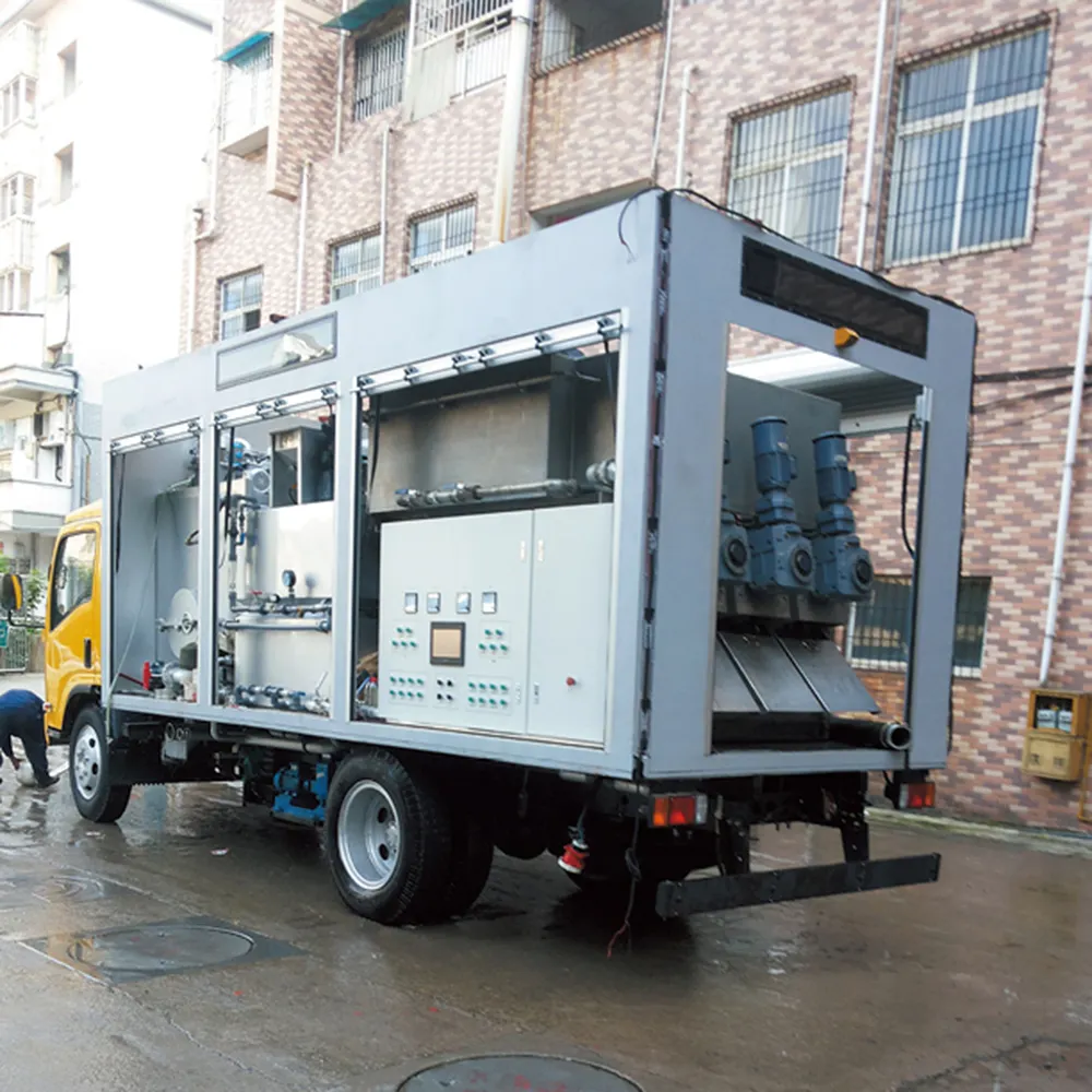compact mobile sewage waste water sludge treatment plant screw press thickener dewatering machine in container box