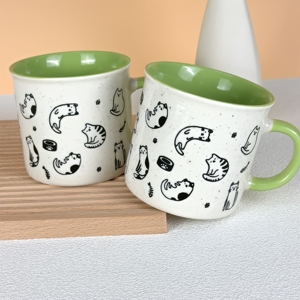 Silk Screen Printed Cute Design 15OZ High Capacity <b>Ceramic</b> Coffee Milk Tea Water Drinkware <b>Mug</b> Home Use Porcelain <b>Mugs</b> - Product Image 4