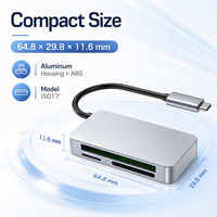 Lector de Tarjetas USB 3.0 3 en 1, Lectura Simultánea de CF CFI/II SD TF, 5Gbps, Aleación de Aluminio, Interfaz Dual Tipo-C/A para Cámara