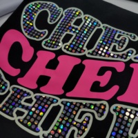Transfert thermocollant 3D Bling Cœur Strass Rose Néon Pailleté pour T-shirts et Sweats à Capuche