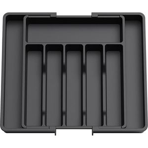 Caja de almacenamiento de cubiertos rectangular de punto transfronterizo, estante de cubiertos ajustable, cajón de plástico retráctil para caja plateada, 5 uds. - Product Image 1