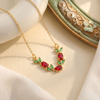 Nouveauté : Collier délicat en forme de V avec feuille, pendentif en zircon cubique coloré pour femme, bijoux tendance