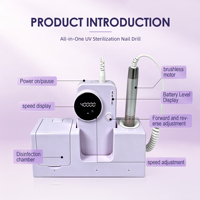 Nouvelle arrivée, perceuse à ongles électrique haute puissance 75W sans balais, 40000 tr/min, avec embouts de perçage, fonction de désinfection, polisseuse à ongles