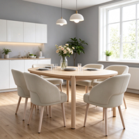 Ensemble de table à manger ronde nordique avec 4 chaises rembourrées, table de cuisine avec pieds en bois massif pour petit appartement, meubles de maison