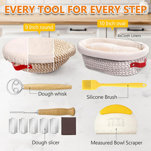 Cotton Banneton Bread Proofing Basket Set Oval Round Bread Baskets with Liners Covers for Artisan Bread <b>Baking</b> - Product Image 5