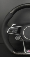 Volant en cuir et fibre de carbone avec bouton de démarrage rouge pour Audi A3/A4/B9/A5/A6/C8/A7/A8/Q3/Q5/Q7/R8/RS6/RS3 (RS Line)