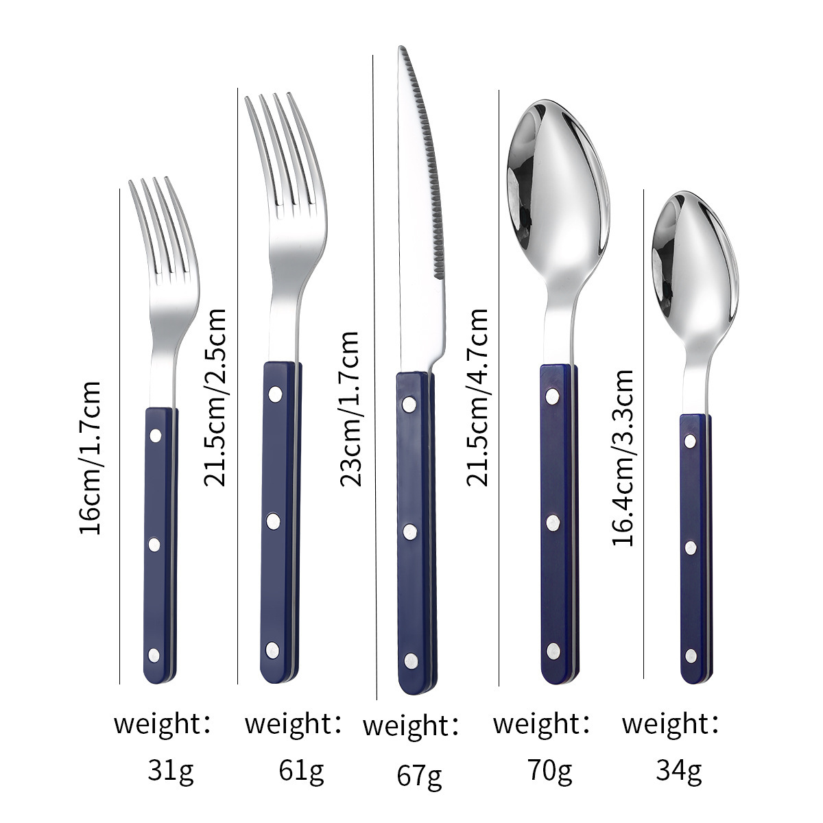 Ensemble de cinq rivets français [bleu]