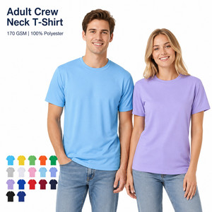 T-shirt à manches courtes col rond pour adulte, 170 g, 100 % polyester, séchage rapide, respirant, décontracté, vente en gros, tailles S-4XL, avec logo personnalisé - Product Image 1