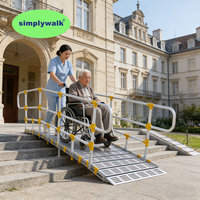 Rampe modulaire en aluminium Simplywalk, capacité 500 kg, longueur 3,45 m, aluminium 6005-T6, rampe pour fauteuil roulant, fabricant de rampes ODM, test antidérapant