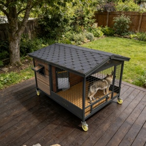 Villa Moderna de Lujo para Perros, Impermeable, con Diseño Rectangular Plegable de Madera y Acero Inoxidable, para Todas las Estaciones, para Razas Pequeñas y Grandes - Product Image 5