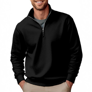 <span class=keywords><strong>Felpa</strong></span> da Uomo Personalizzata con Logo Ricamato, Zip a 1/4, Manica Lunga, Collo Alto, Tinta Unita, Anti-Pilling, 100% <span class=keywords><strong>Poliestere</strong></span> - Product Image 4