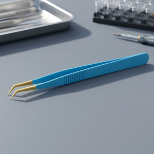 Blue U-Shaped <b>Eyelash</b> Tweezers With Gold Tips Metal <b>Reusable</b> Beauty Tool For <b>Eyelash</b> Extension - Product Image 4