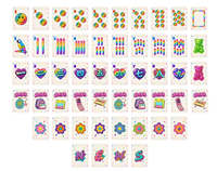 Jeu de tuiles de Mahjong américaines Y2K Pop Art pour les amoureux, motif cœur arc-en-ciel, oursons gélifiés, jouet électronique rétro, perroquet floral, pour soirées jeux entre amis