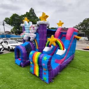 บ้านลมเป่าลมสีม่วงรูปม้าโพนี่พร้อมสไลเดอร์และซุ้มโค้งธีมปราสาท - Product Image 6
