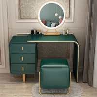 Table de toilette moderne Simple, ensemble de miroir, chaise douce, coiffeuse avec miroir Led