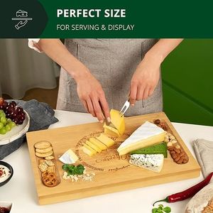 <span class=keywords><strong>Plateau</strong></span> de service rectangulaire en bambou unique DX pour <span class=keywords><strong>charcuterie</strong></span> et fromages, avec 4 couteaux en acier inoxydable, <span class=keywords><strong>plateau</strong></span> de service en bois épais - Product Image 4