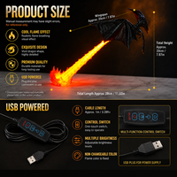 Lampe LED Dragon Volant Alimentée par USB, Effet de Flamme, Veilleuse Créative Dragon Fantastique, Décoration de Bureau