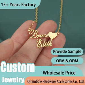 Collier personnalisé pour femme, chaîne croisée, cadeau de Noël pour petite amie, plaqué or 18 carats, acier inoxydable, collier double nom en forme de cœur - Product Image 3