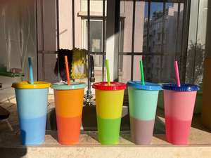 16oz 24oz Riutilizzabile BPA Marchio Su Ordinazione Libero Chiaro <span class=keywords><strong>Caffè</strong></span> Freddo 12 zodiaco cambiamento di colore tazza di paglia con i love you - Product Image 4