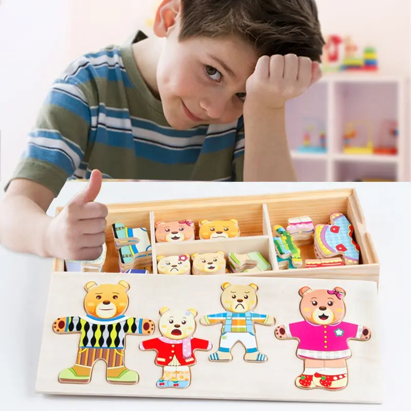 حار بيع الجملة خلع الملابس لعبة أطفال خشبية الطفل التعليمية لعب للتعلم المبكر