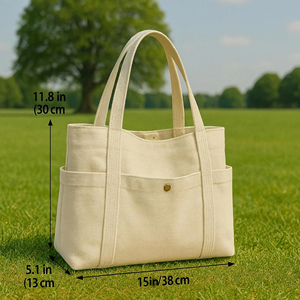 Bolsa de Lona Grande con Asas Largas para el Trabajo, la Escuela, Viajeros y Estudiantes, con Múltiples Bolsillos - Product Image 2