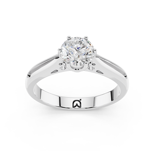 Bague de fiançailles en diamant de laboratoire rond de 0,50 carat, or 18 carats, solitaire pour femme, certifiée IGI, E VS2 - Product Image 1