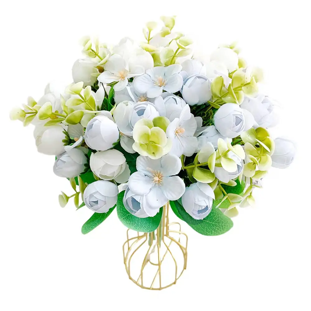 Venta al por mayor Real Touch Seda Blanco Hogar Boda Flores Decorativas Flor Artificial
