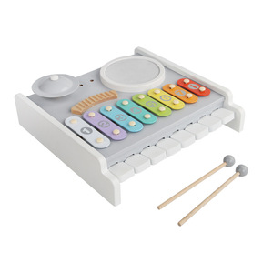 Jouet musical multifonctionnel en bois pour bébé, station musicale piano, pour l'apprentissage précoce et le développement de la coordination œil-main - Product Image 1