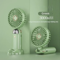 Ventilateur portable miniature de 3000 mAh, pliable, à suspendre au cou, 5 vitesses, rechargeable par USB, avec support de téléphone et écran d'affichage